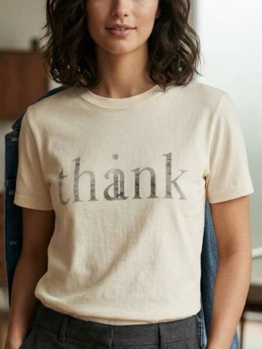 Gucci Cream 'thank' Graphic Short Sleeve Tee